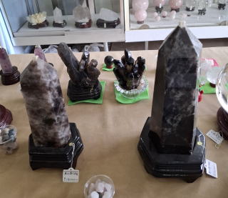 黒水晶クラスター　六角柱